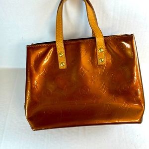 Auth LOUIS VUITTON Reade PM Bronze Vernis Leather Tote Hand Bag Purse #53911
